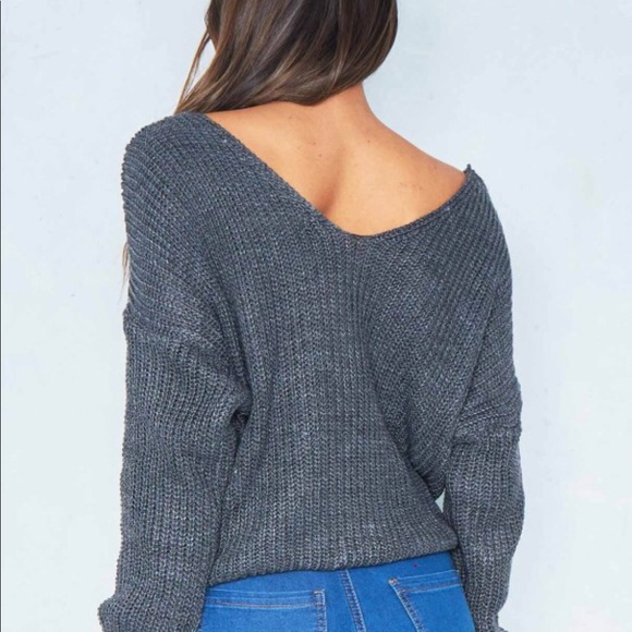 Grey Twist Oversized Knit Sweater - Picture 2 of 7